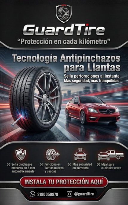 Corte transversal de llanta con polímero GuardTire